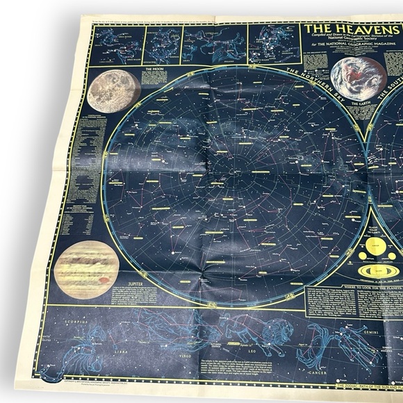 Vtg 1970 National Geographic Celestial Map of the Heavens Star Chart Poster - Picture 3 of 13